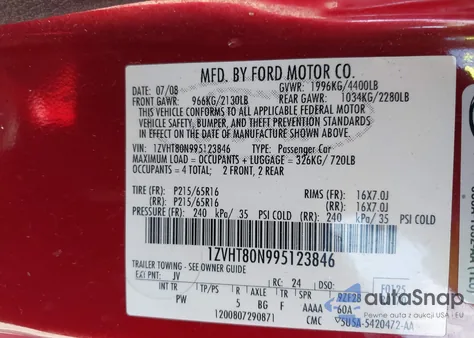 2009 Ford Mustang V6/V6 Premium from USA, damaged, VIN 1ZVHT80N995123846